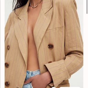Free People Ashby Blazer in Sand Combo Color Size Small